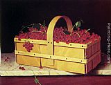 William Michael Harnett A Wooden Basket of Catawba-Grapes painting